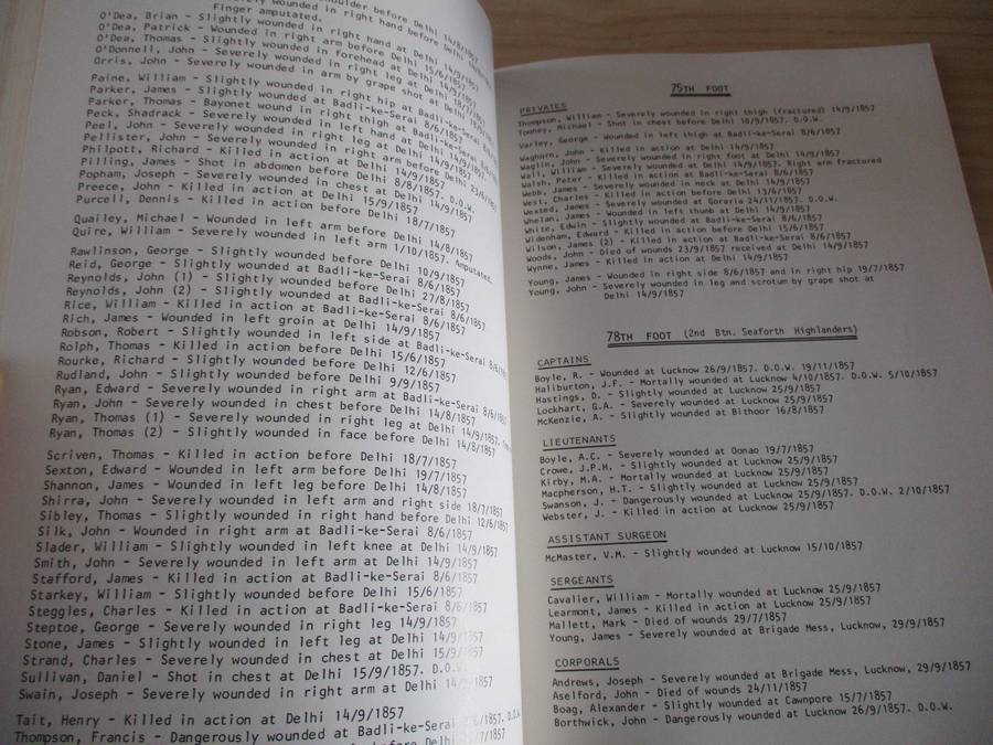 Casualty Roll of the Indian Mutiny 1857-59  compiled by I.T. Tavender