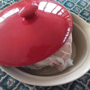 Large red ceramic roaster/casserole dish