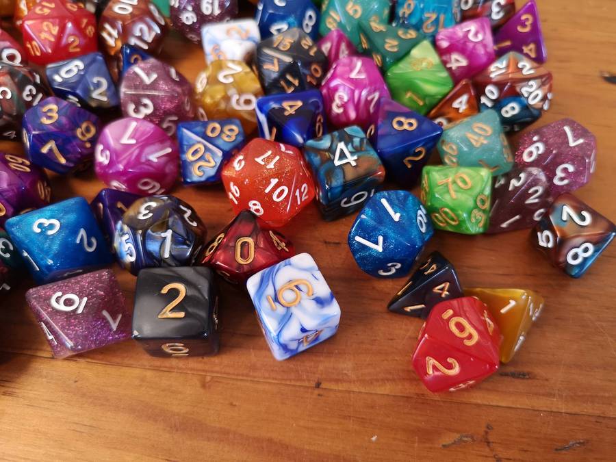 Large lot of different shaped polyhedral resin dices