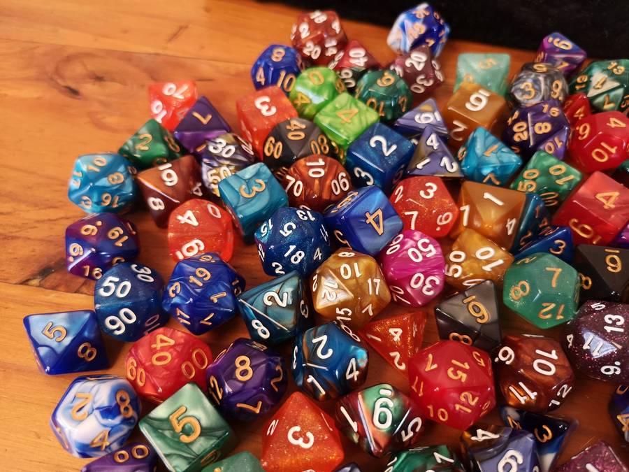 Large lot of different shaped polyhedral resin dices