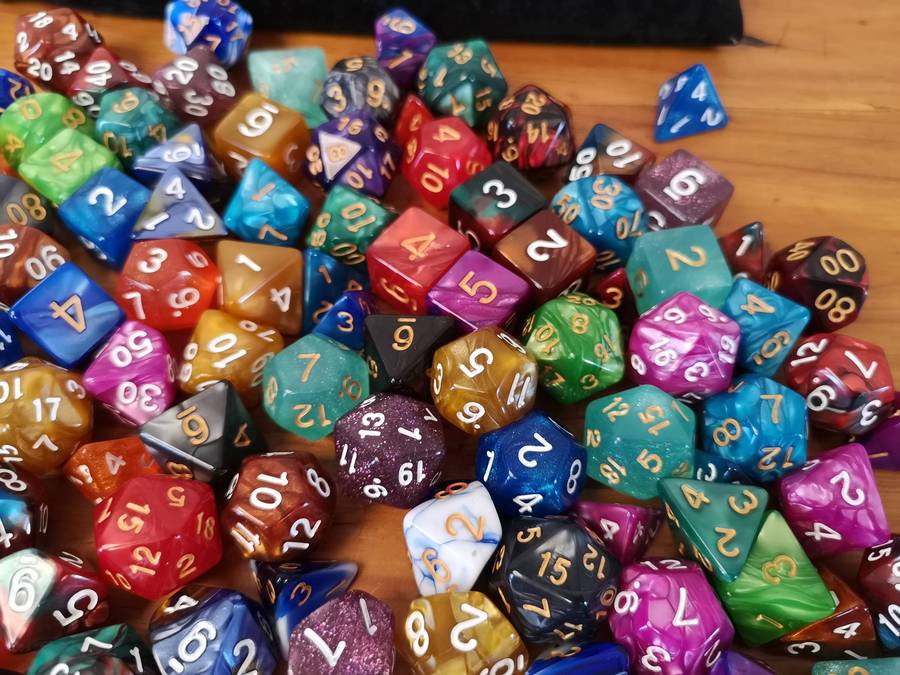 Large lot of different shaped polyhedral resin dices