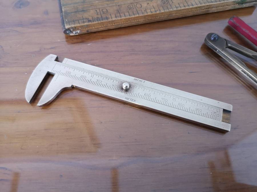 Small lot of vintage brass & wood tools