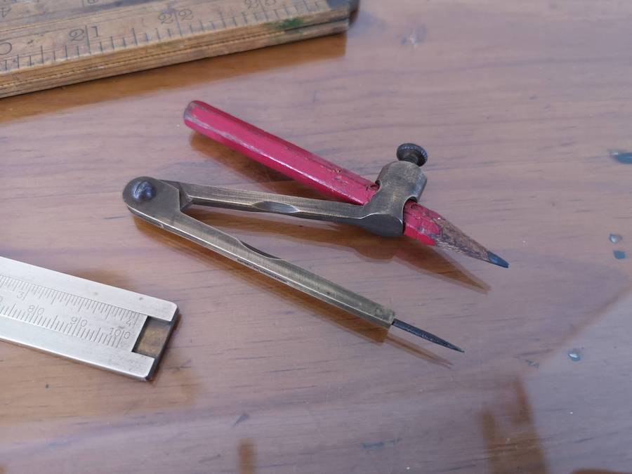 Small lot of vintage brass & wood tools