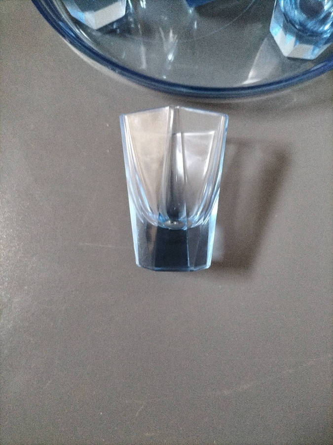 Vintage Libochovice / Sklo-Union Blue Glass Decanter Set with Tray (1960s)
