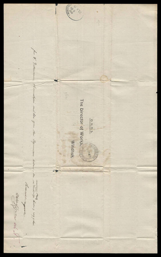 South West Africa. 1919 Onjoka Rainfall Record.