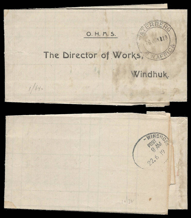 South West Africa. 1919 Onjoka Rainfall Record.
