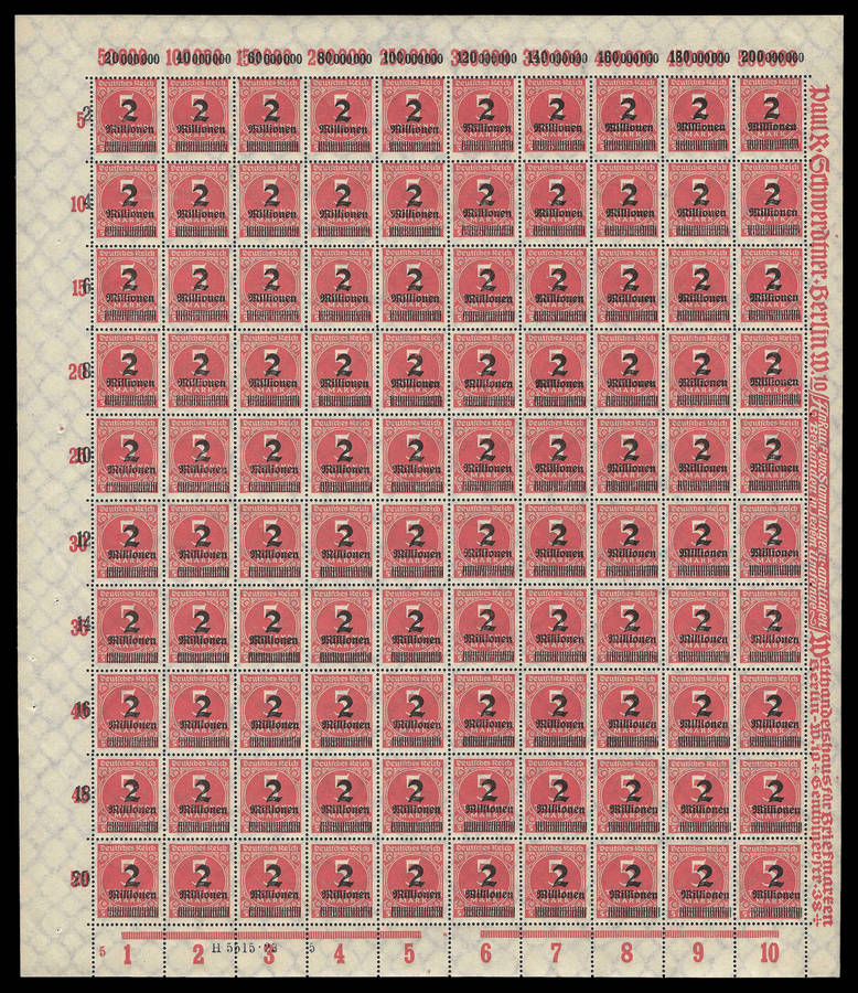 Germany - Reich.  1923.  Complete sheet.  Unmounted mint.