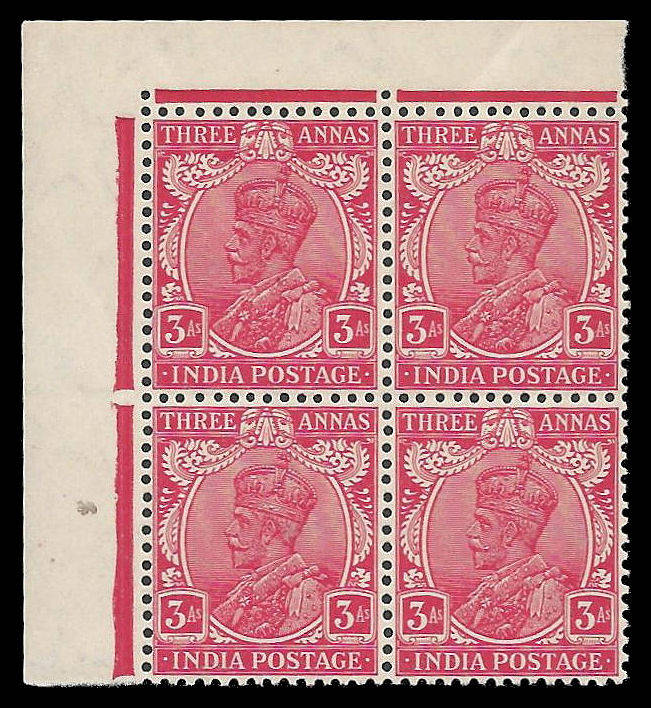 India. King George V block of 4. Cat.value R2 000-00. UM.