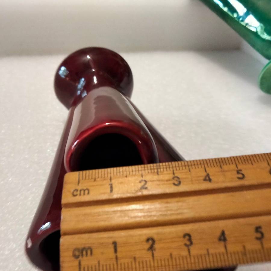 VASE - 3 tube Openings Maroon Ceramic LOOK At My BUY NOW Listings NO WAITING