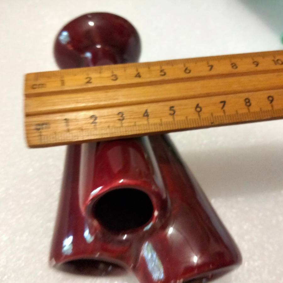 VASE - 3 tube Openings Maroon Ceramic LOOK At My BUY NOW Listings NO WAITING