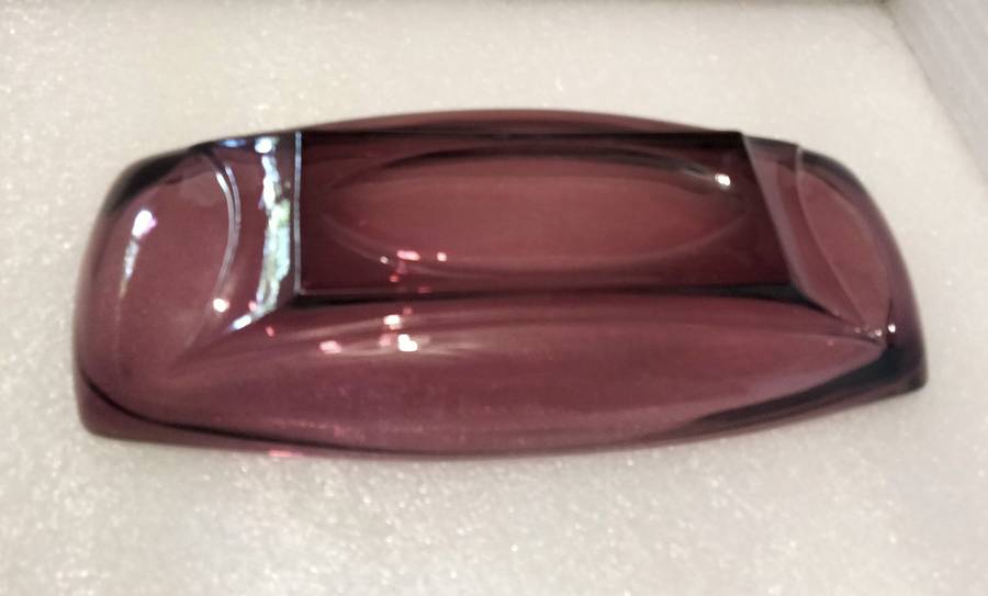 1940/60HAZEL Atlas glass company Amethyst relish dish+2crochet cloths Look at my Buy Now No Waiting