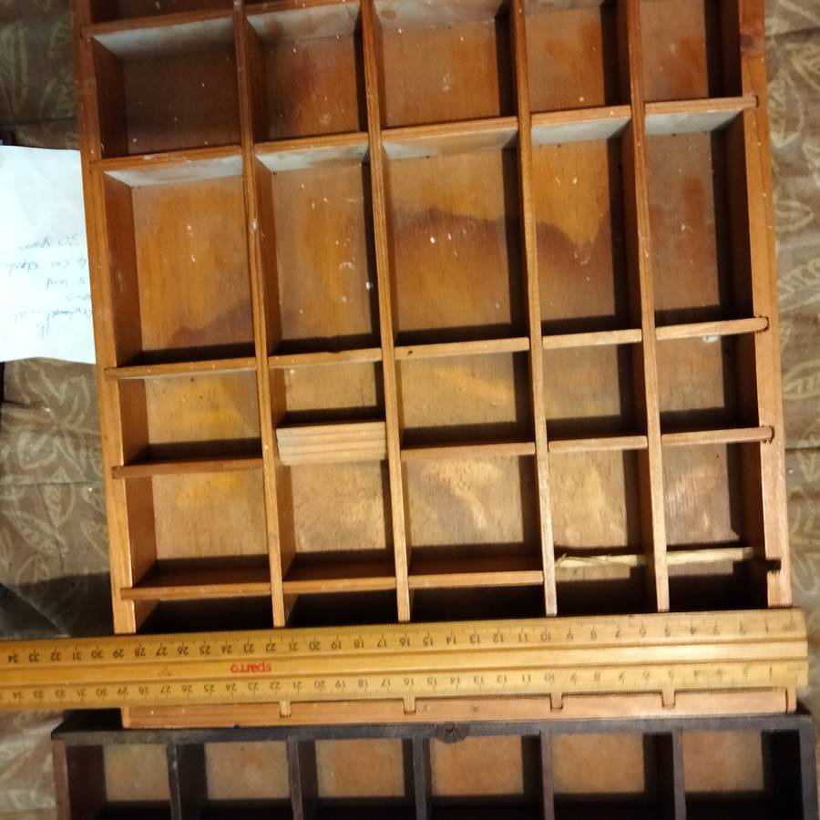 Printers Tray - 30 spaces Old wood showing ware Look at my Buy Now listings No Waiting
