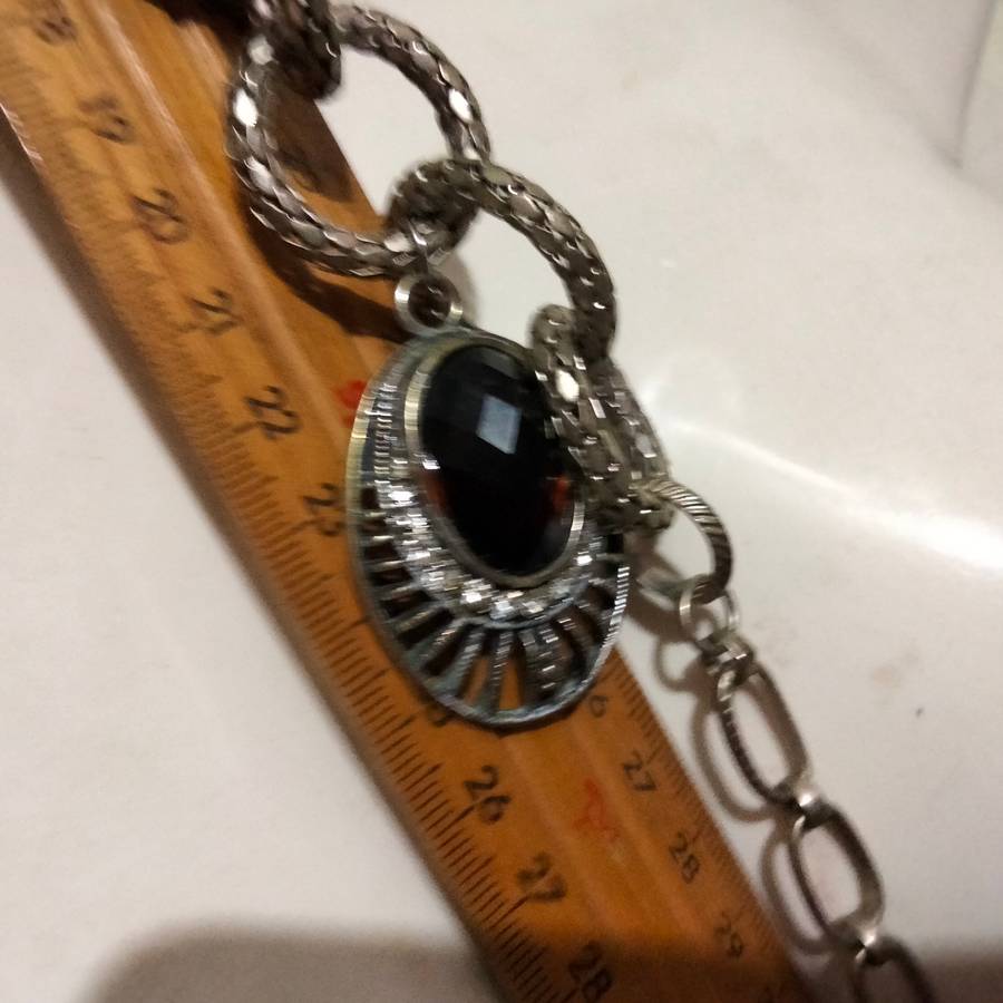 Necklace Pendant filigree Faceted synthetic stone crystal embellished 5 snake round links on beaded