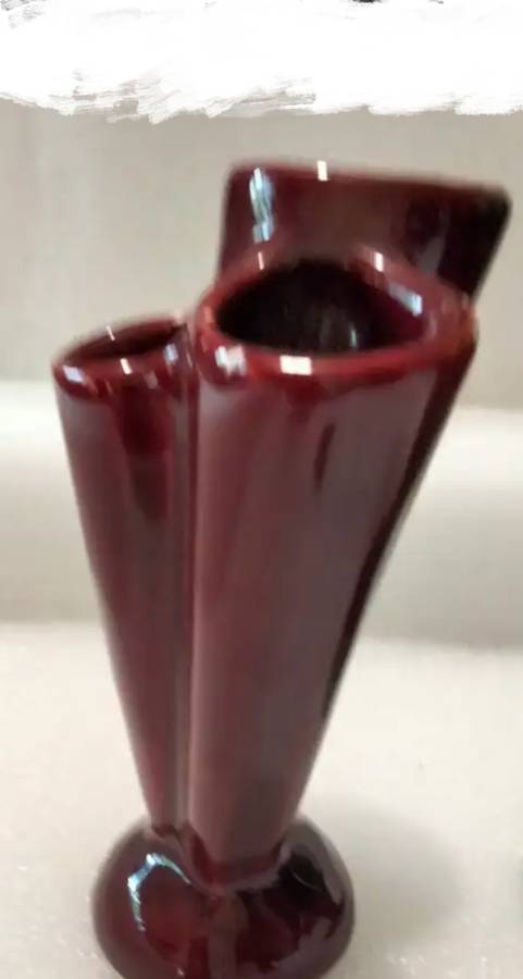 VASE - 3 tube Openings Maroon Ceramic LOOK At My BUY NOW Listings NO WAITING