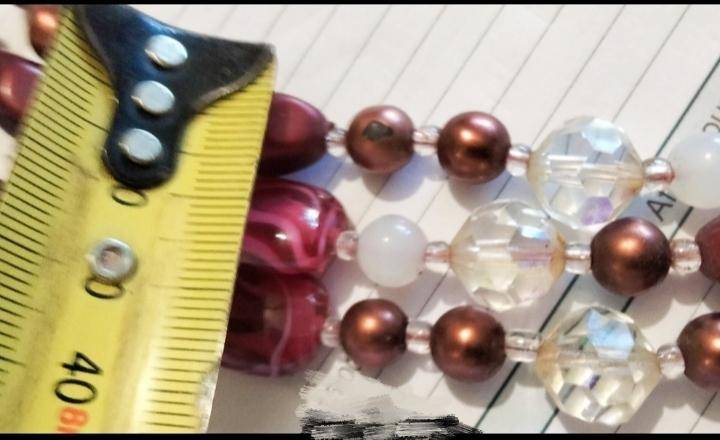 Necklace Bib 3 strand Czechoslovakia Purple Swirl glass hand made+Crystals faceted cut glass beads