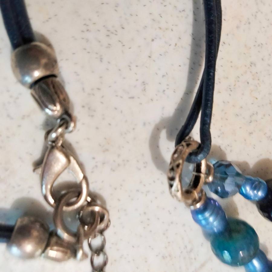Necklace Bib 2 strand Czechoslovakia  crystal faceted cut glass beads+fresh water pearl hand made