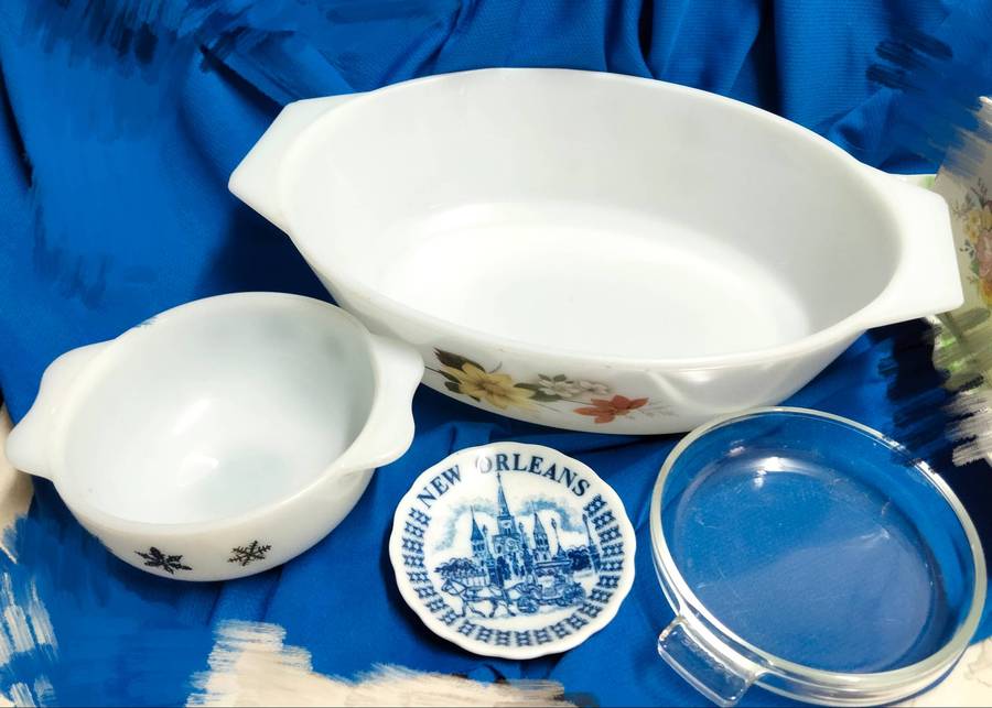 4 mix JAJ Milk 2 bowls Mixing glass+aLid+Souvenir ceramic mini plate LOOK At My BUY NOW - NO WAITING