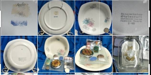 4711 Scent bottle Jessie Tait bowl Frosted glass plate Compact makeup LOOK At My BUY NOW NO WAITING