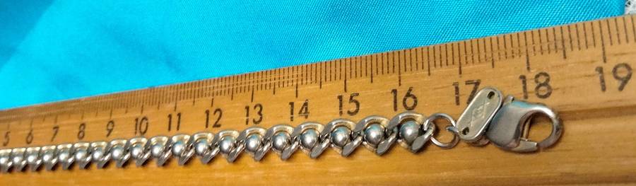 Bracelet vintage Stamped < CRIS  NS Bracelet Flat Curb ball link   Gold/Silver tone plate