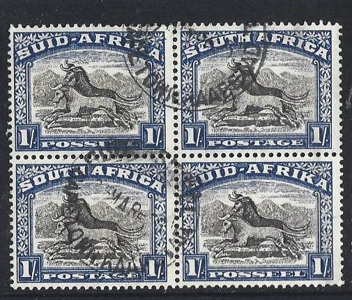 SA Union SACC 119 1/- used block of four