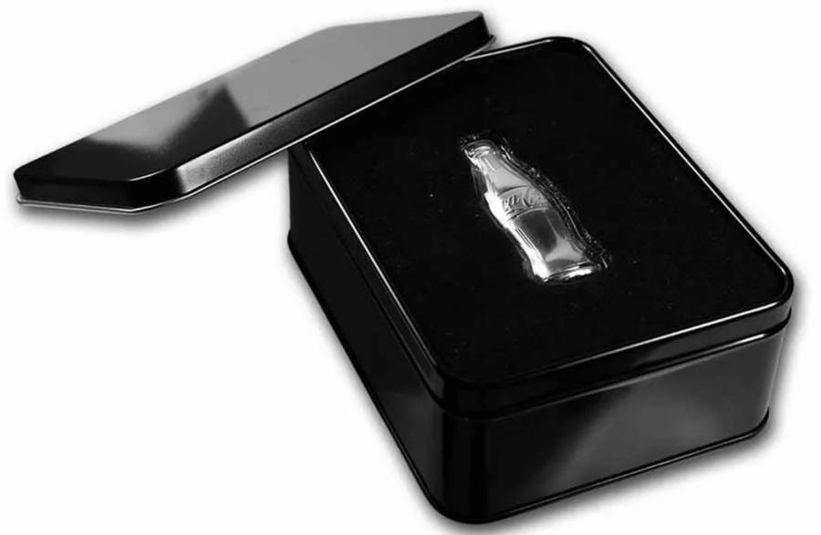 Coca-Cola® 1 Oz Silver Shaped Bottle in Stylish Tin Box With Certificate