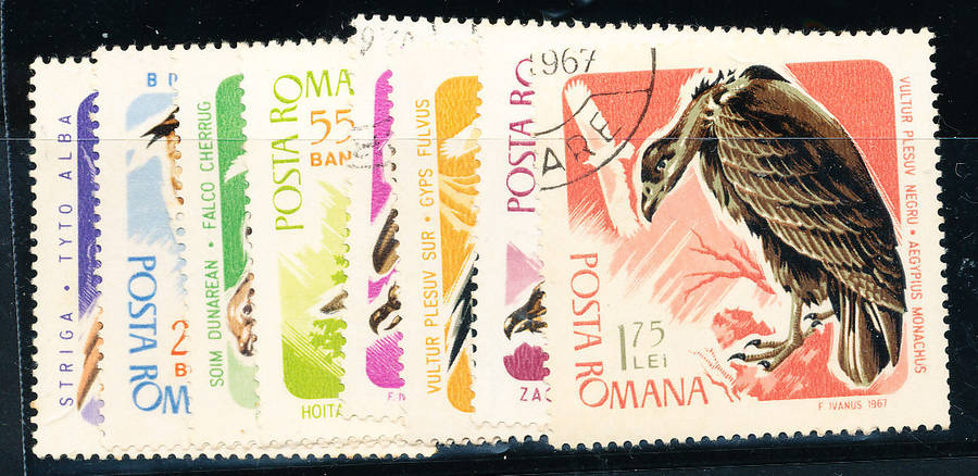 Romania - 1967 - Birds of Prey - set of 8 fine used . SG 3442-3449 .