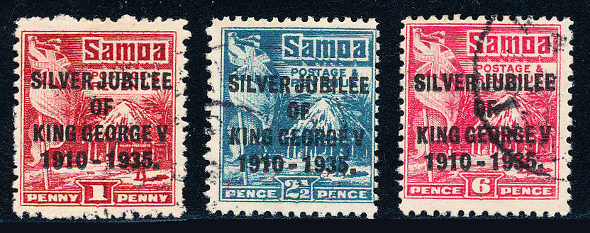 Samoa - 1935 - Silver Jubilee - set of 3 fine used . SG 177-179 .