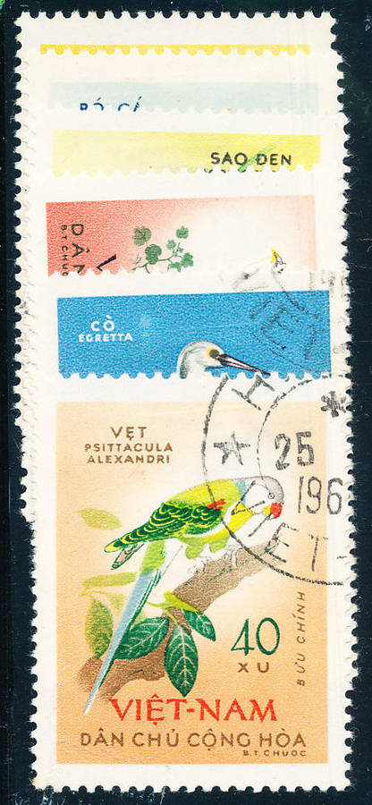 Vietnam - 1963 - Birds - set of 6 fine used . N277-282 .