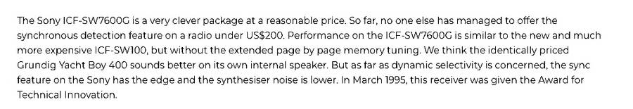 SONY ICF-SW7600G RADIO