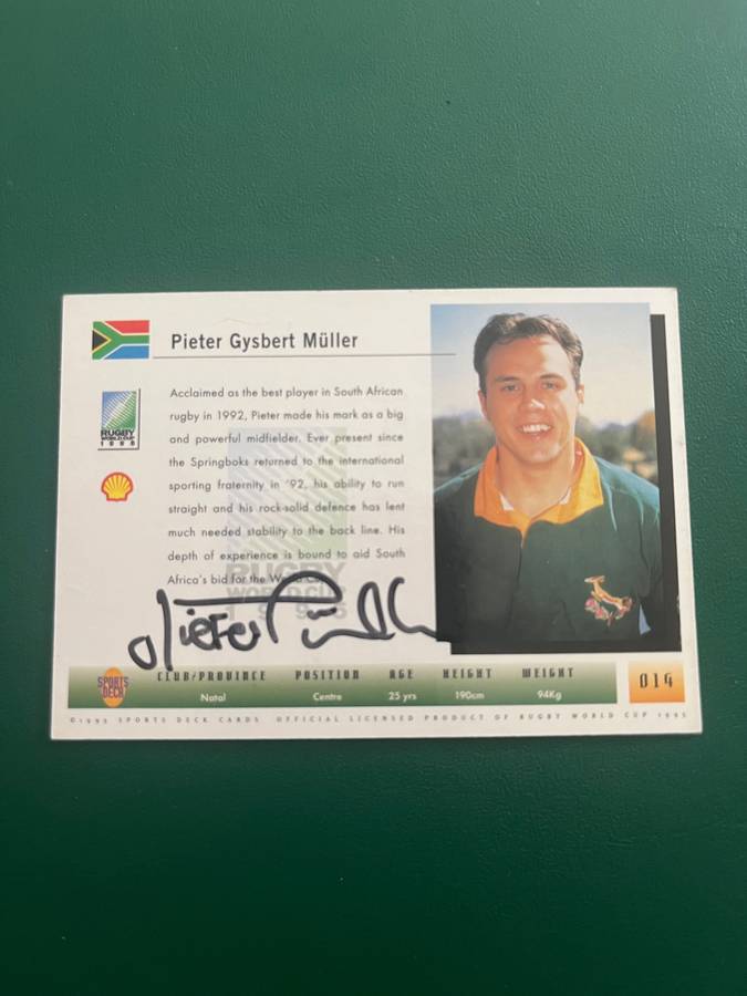 Rugby Card - *SIGNED* Pieter Muller 1995 Sports Deck Rugby Card