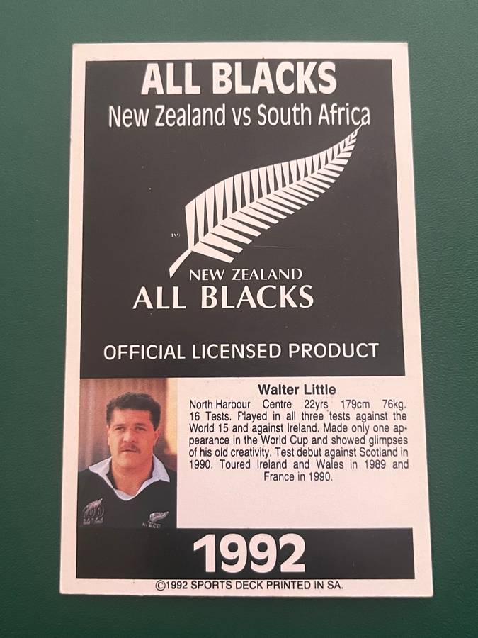 Rugby Card - Walter Little 1992 Sports Deck Rugby Card