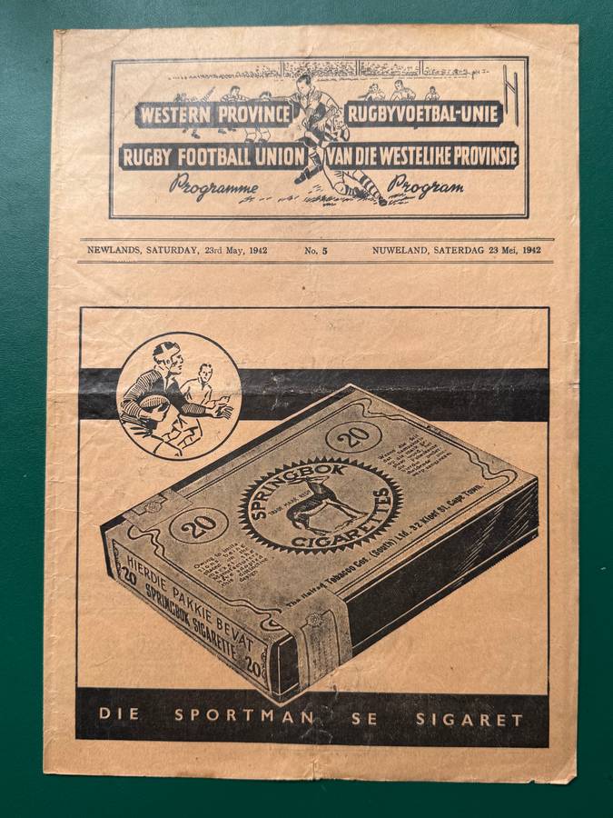 Rugby Programmes - 4 * 1937-1945 Newlands Rugby Programmes (Club/Varsity/Schools)