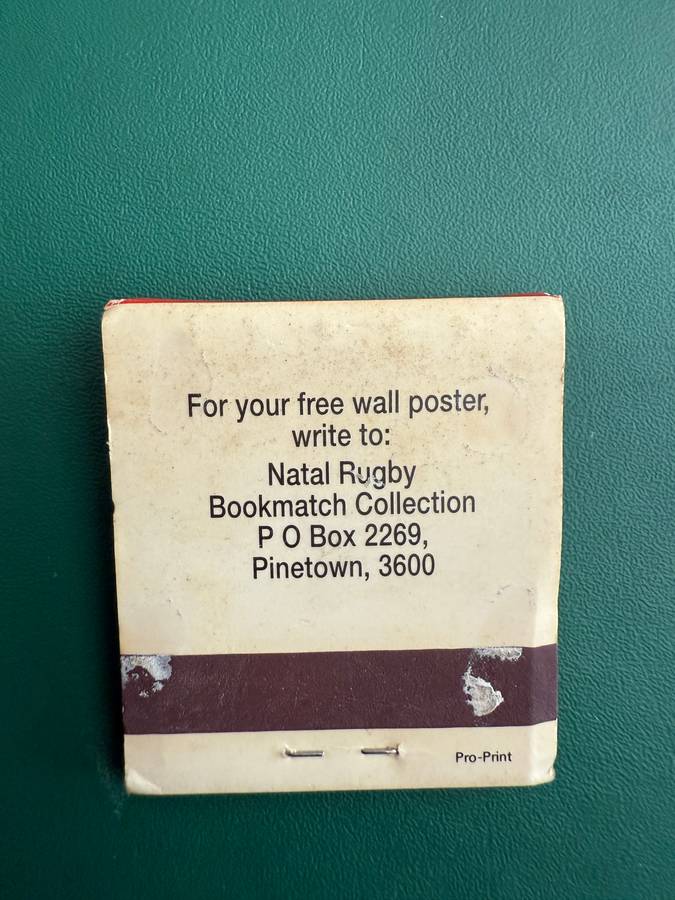 Rugby - 24 * 1993 Natal Matchbook/Card Collection.