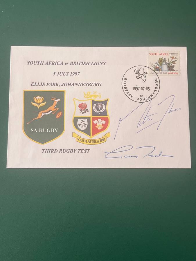 Rugby - *SIGNED* First Day Cover/FDC South-Africa vs British Lions 05/07/1997