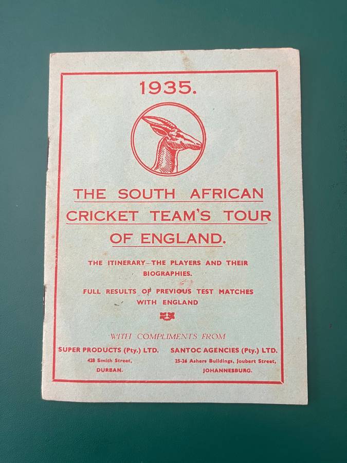 Cricket Itinerary - South-Africa tour of England 1935