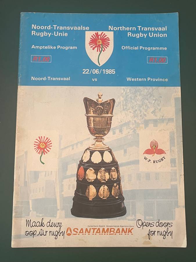 Rugby Programme - Northern-Transvaal vs Western-Province 22/06/1985