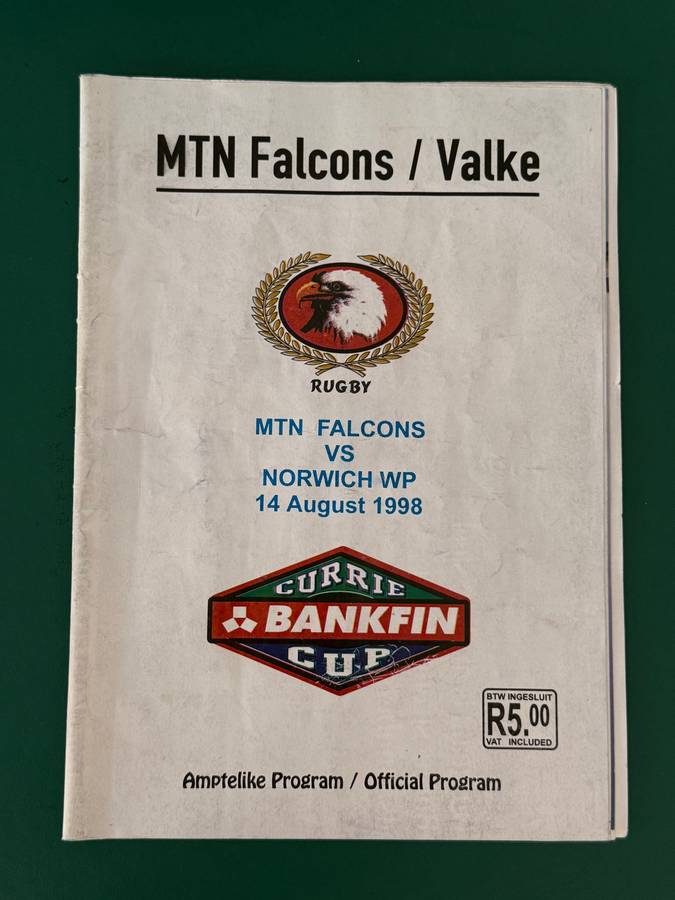 Rugby Programme - Falcons vs Western-Province 14/08/1998