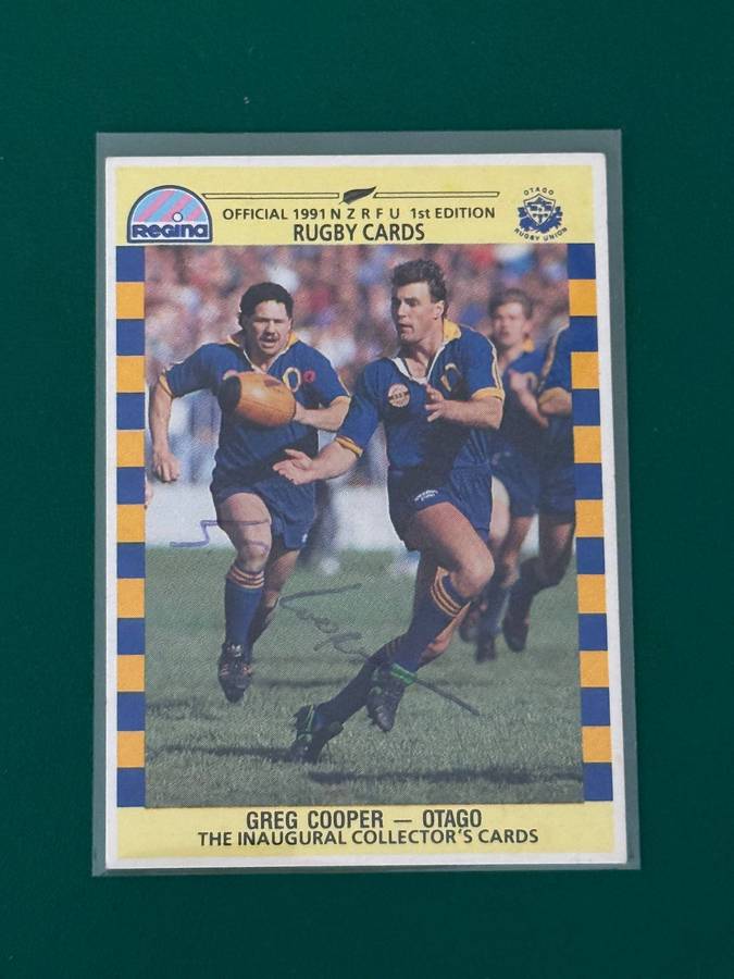 Rugby Card - *SIGNED* Greg Cooper 1991 Regina NZRFU 1st Edition Rugby Card