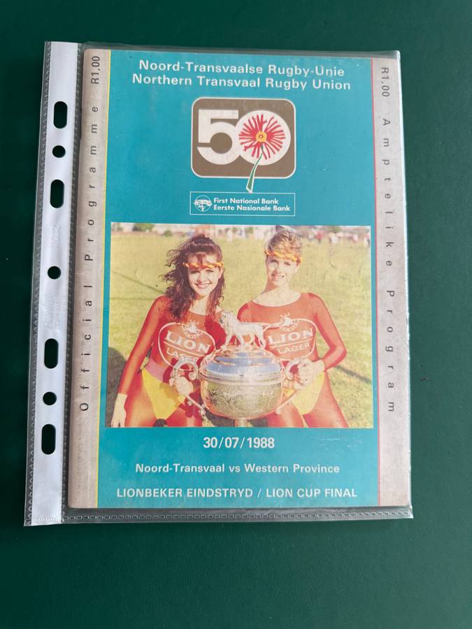 Rugby Programme - *LION CUP FINAL* Northern-Transvaal vs Western-Province 30/07/1988