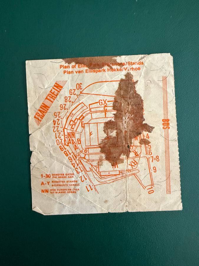 Rugby Ticket - Quagga Barbarians vs New Zealand All Blacks 18/08/1976