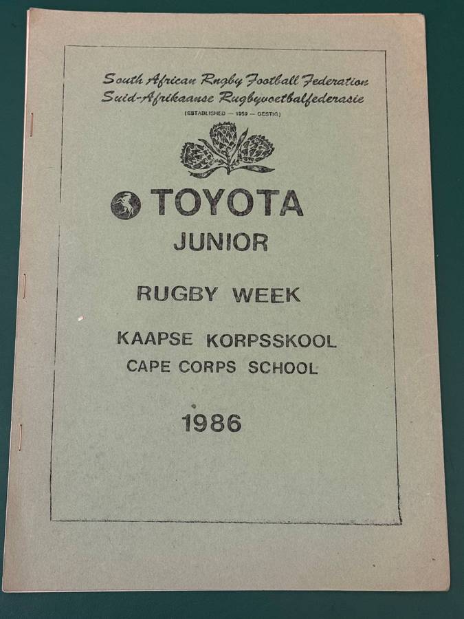 Rugby Itinerary/Programme - Toyota Junior Rugby Week (Cape Corps School) 1986