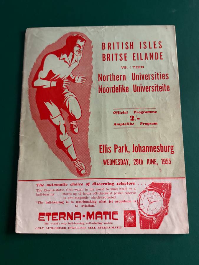 Rugby Programme - Northern Universities vs British Lions 29/06/1955