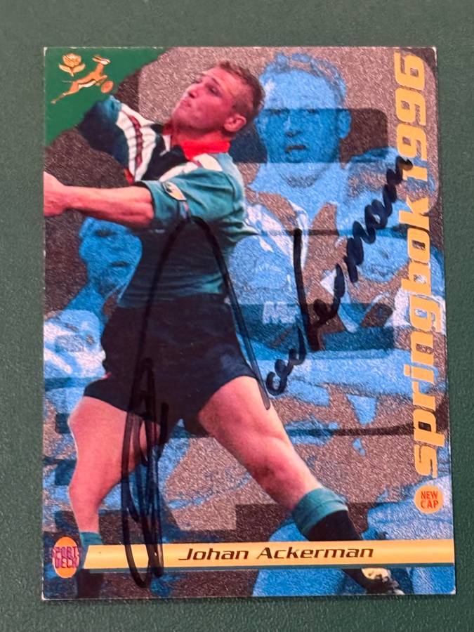 Rugby Card  *SIGNED* Johan Ackerman 1996 Sports Deck Rugby Card