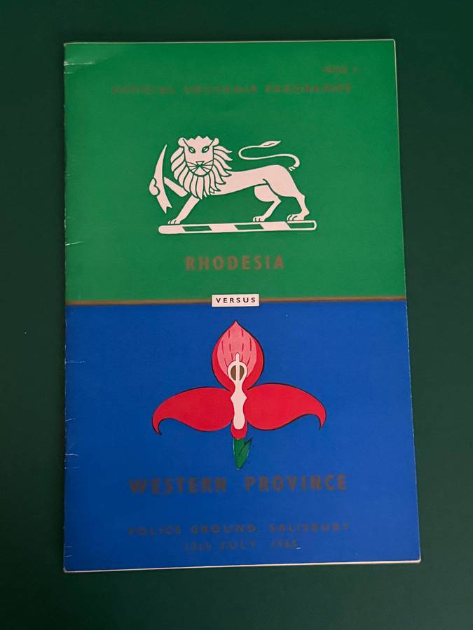 Rugby Programme - *TOUR* Rhodesia vs Western-Province 13/07/1965 (1st ever meeting in Rhodesia)