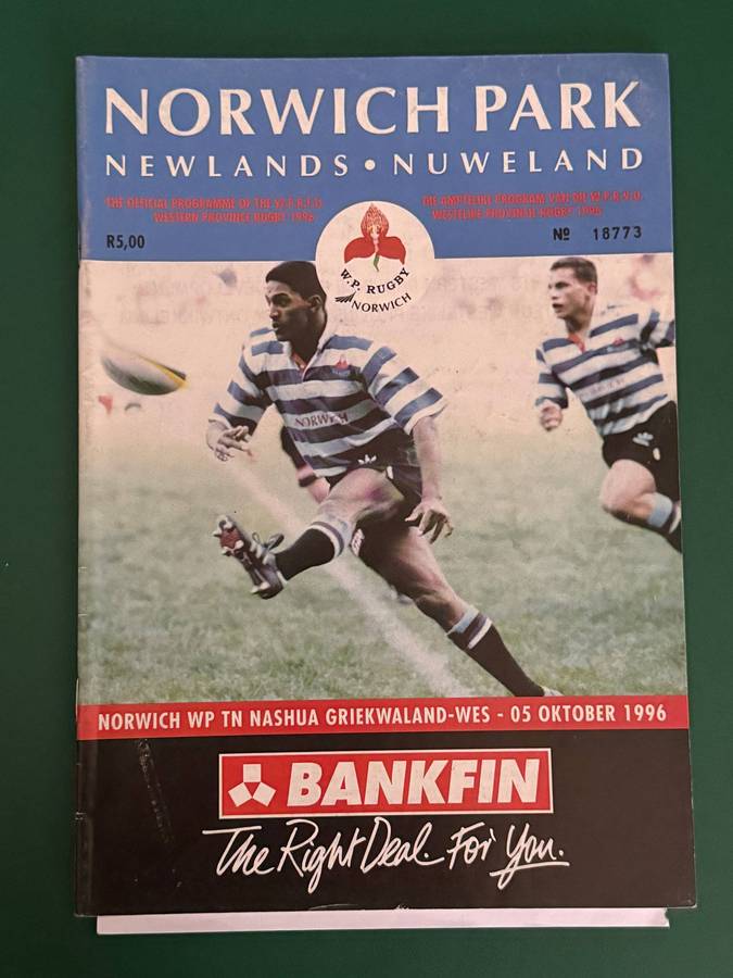 Rugby Programme - Western-Province vs Griquas 05/10/1996