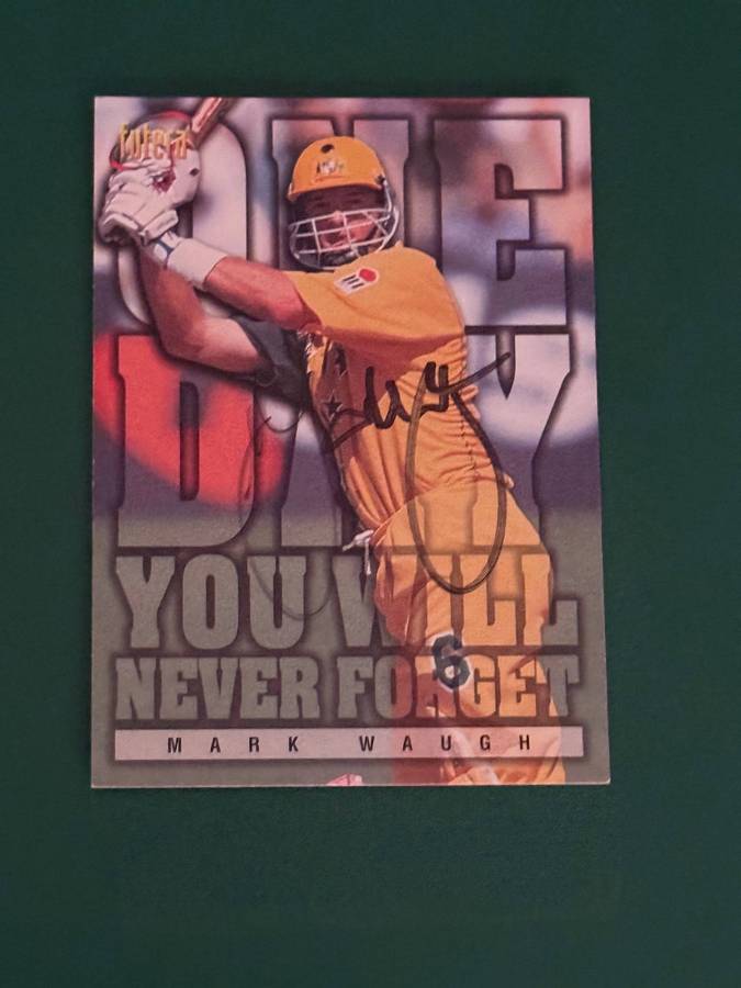 Cricket Card - *SIGNED* Mark Waugh 1996 Futera Cricket Card