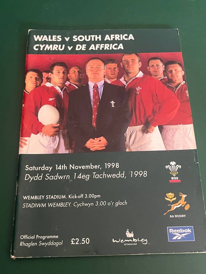 Rugby Programme - Wales vs South-Africa 14/11/1998