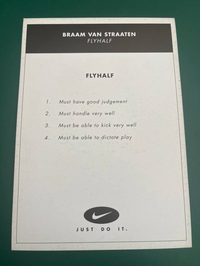 Rugby Card - Braam van Straaten 2000 Nike Rugby Card