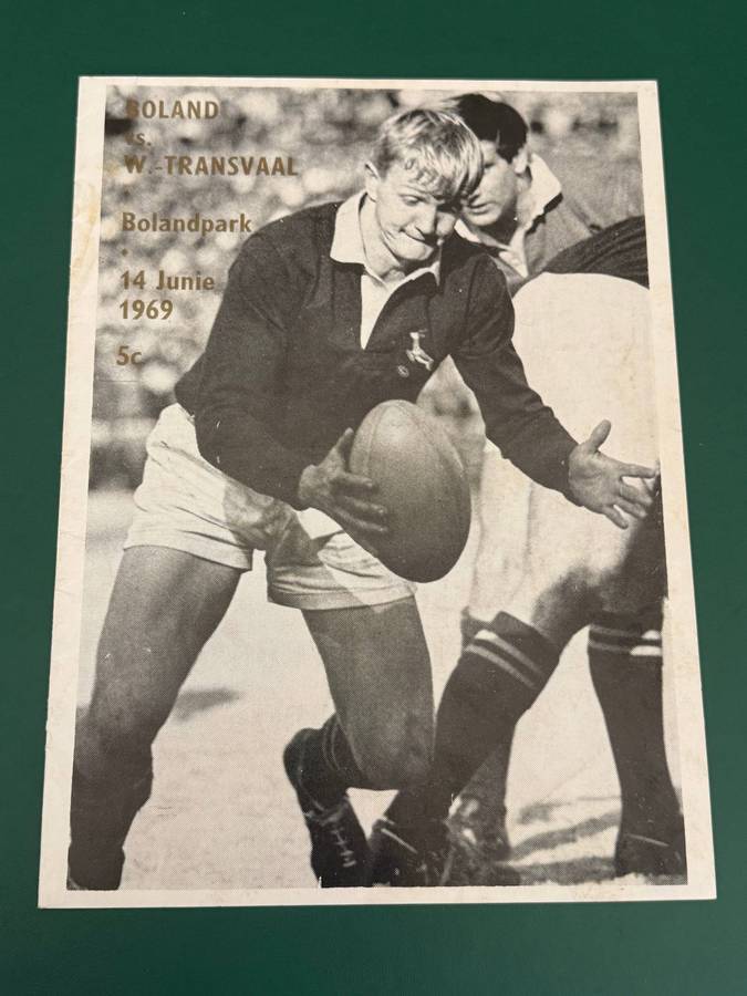 Rugby Programme - Boland vs Western-Transvaal 14/06/1969