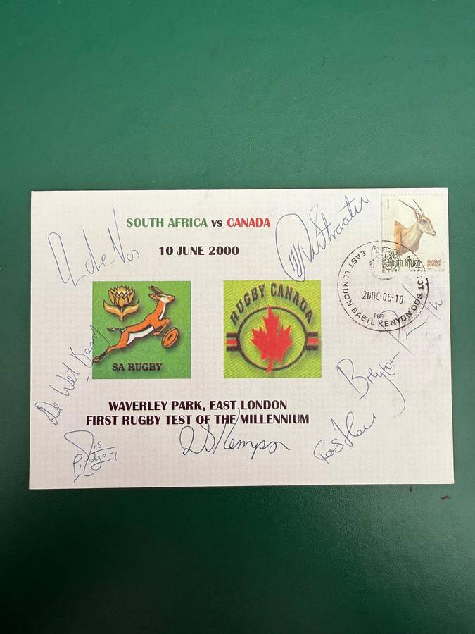Rugby First Day Cover /FDC - *SIGNED* South-Africa vs Canada 10/06/2000 (East-London)
